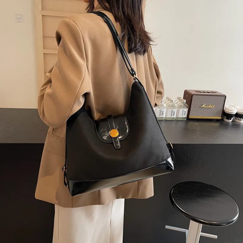 BRINCH PU Backpack On The Shoulder Women's Black/Khaki/Coffee-3