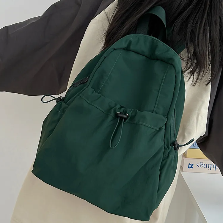 BRINCH Nylon Backpack Regular Unisex Khaki Ecru Green Black-6