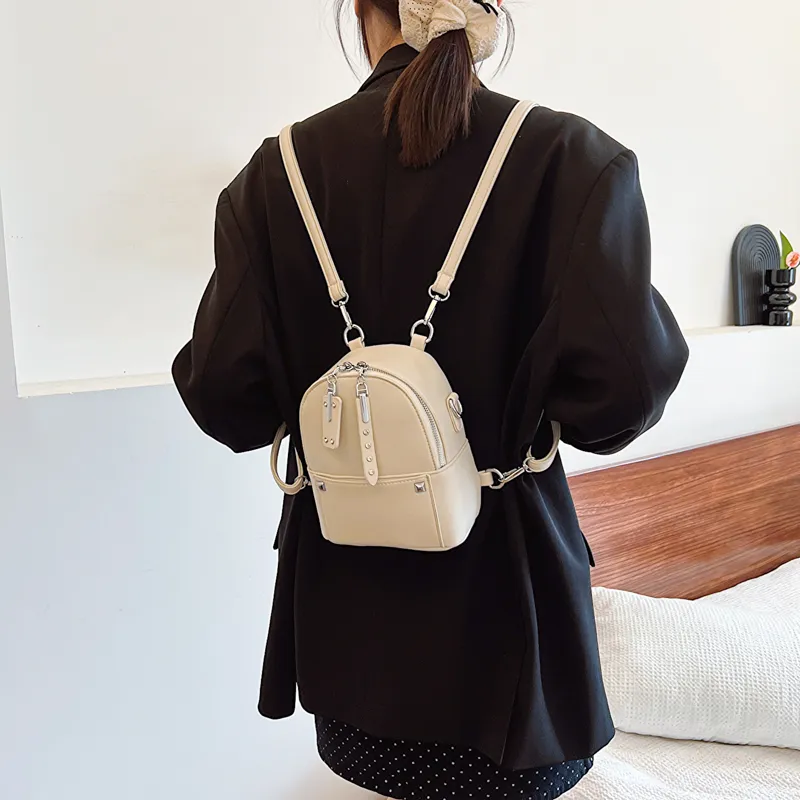 Bansusu PU Backpack Regular Women's Ecru/Pink/Black-2