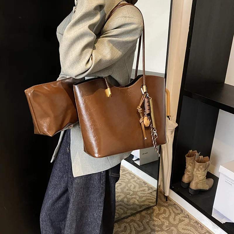 Bansusu PU Tote Bag Shopping Bag Shoulder Bags Women's Black/Red/Brown/Coffee-5