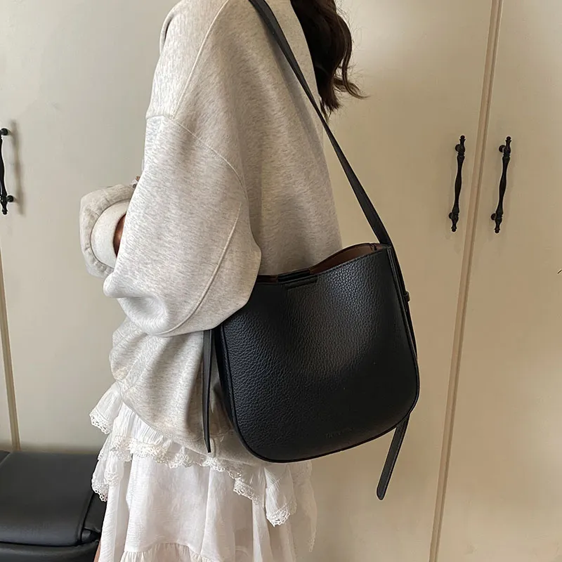BRINCH PU Shoulder Bag Regular Women's Coffee/Black/Brown-1