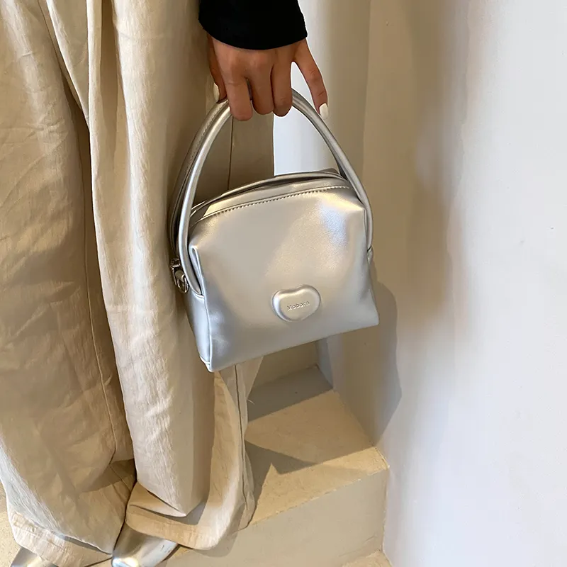 BRINCH PU Bucket Bag, Shoulder Bag, Handbag Women's Black/Red/Silver-13