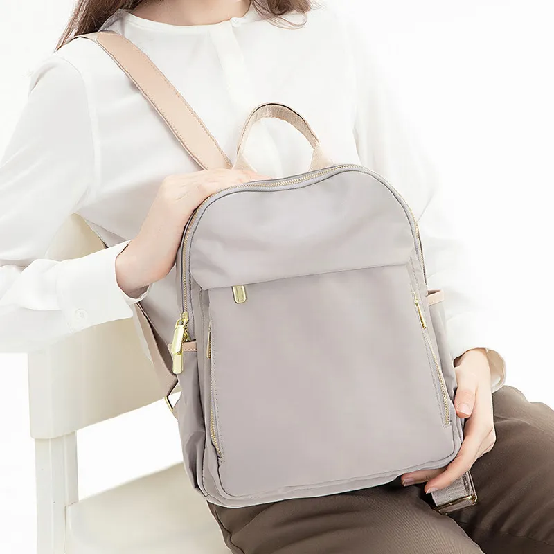 BRINCH Oxford Backpack Regular Women's Apricot & Brown/Apricot Gray/Dark Gray/Versatile Black-7