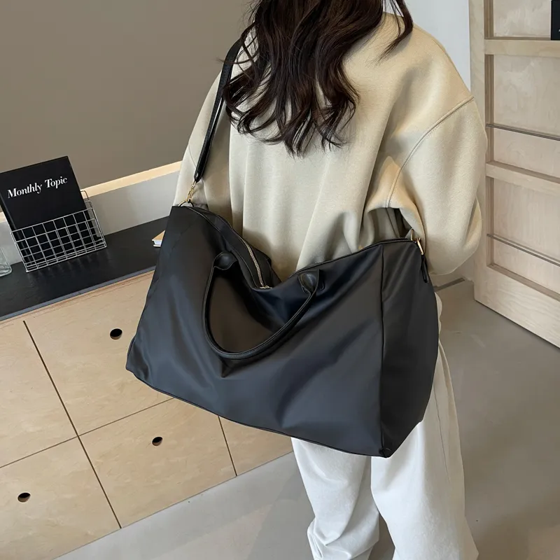 BRINCH Nylon Fabric Crossbody Shoulder Bag Women's Black/Gray/Pink-1