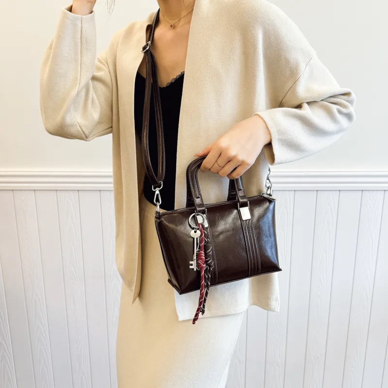 Yi Brigade PU Shoulder Bag Regular Women's Black/Burgundy/Brown/Coffee-14
