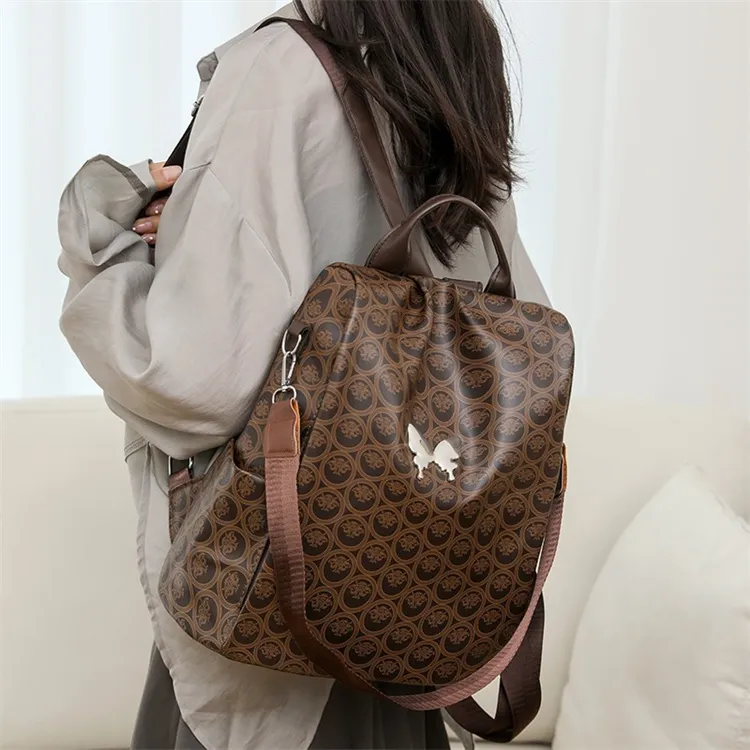 BRINCH PU Portable One Shoulder Backpack Regular Women's Brown/Beige/Gray/Ecru-1