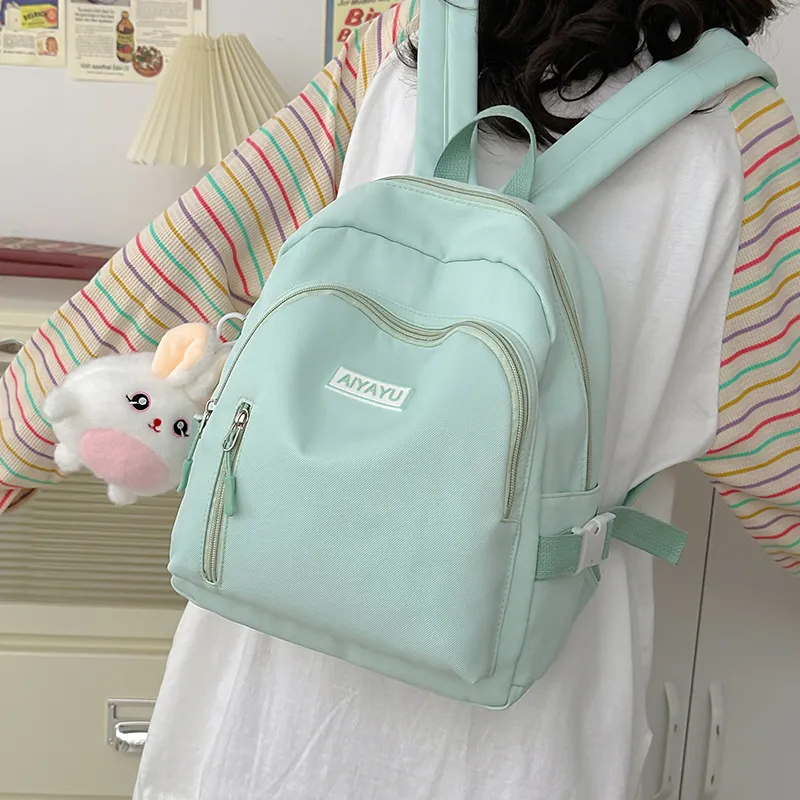 BRINCH Nylon Backpack Women's White/Pink/Yellow/Green/Black-12