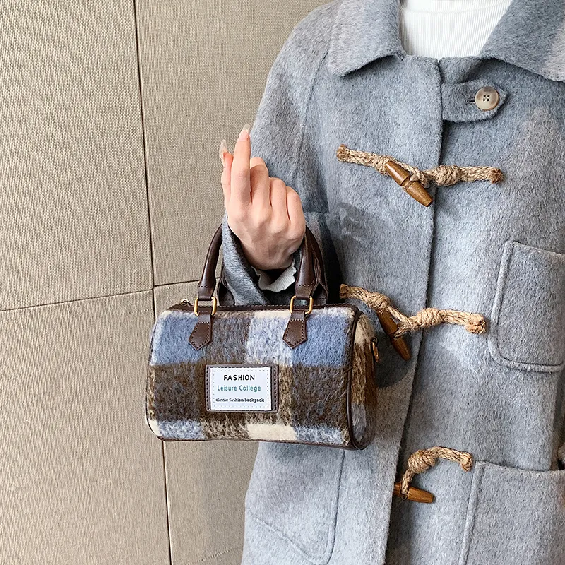 Bansusu Pu Handbag Shoulder Bag Crossbody Bag Women's Brown Plaid Black Plaid Coffee Plaid Blue Plaid-9