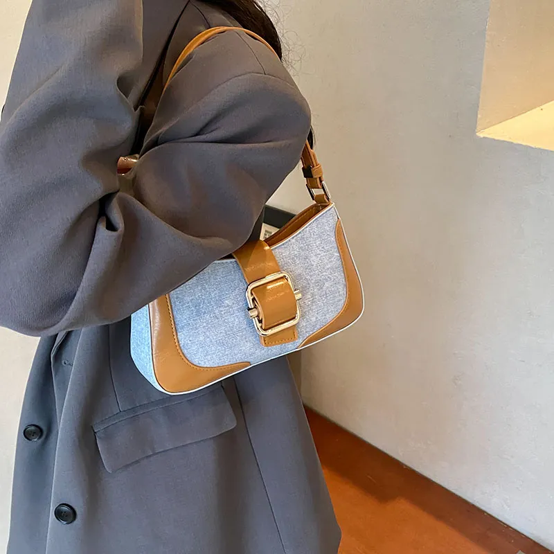 Bansusu PU Shoulder Bag Women's Denim Silver/Denim Brown/Denim Black-9