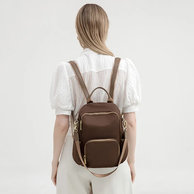 BRINCH Oxford Backpack Regular Women's Coffee Large Size-5