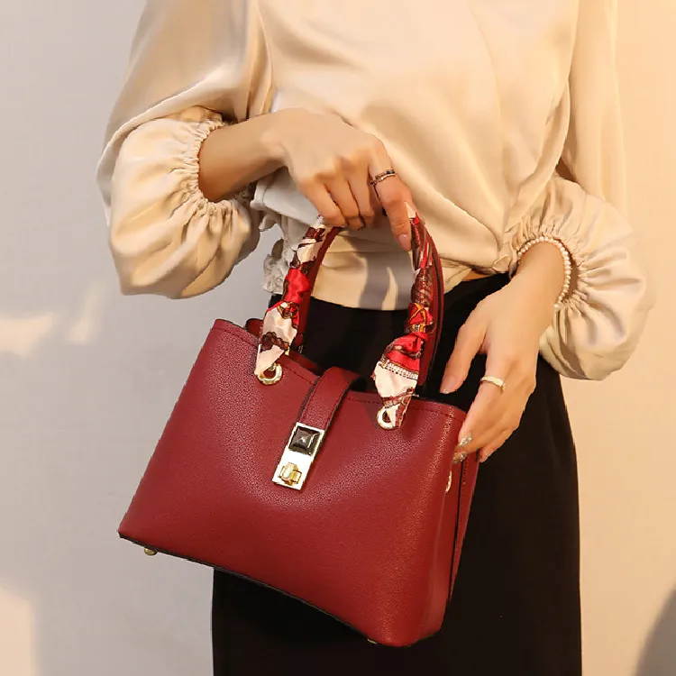 BRINCH Leather Crossbody Bag Handbag Shoulder Bag Regular Women's White/Black/Burgundy-5