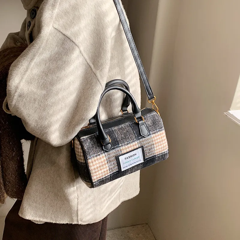 Bansusu Pu Handbag Shoulder Bag Crossbody Bag Women's Brown Plaid Black Plaid Coffee Plaid Blue Plaid-3