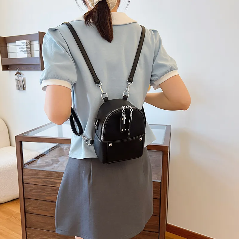 Bansusu PU Backpack Regular Women's Ecru/Pink/Black-14