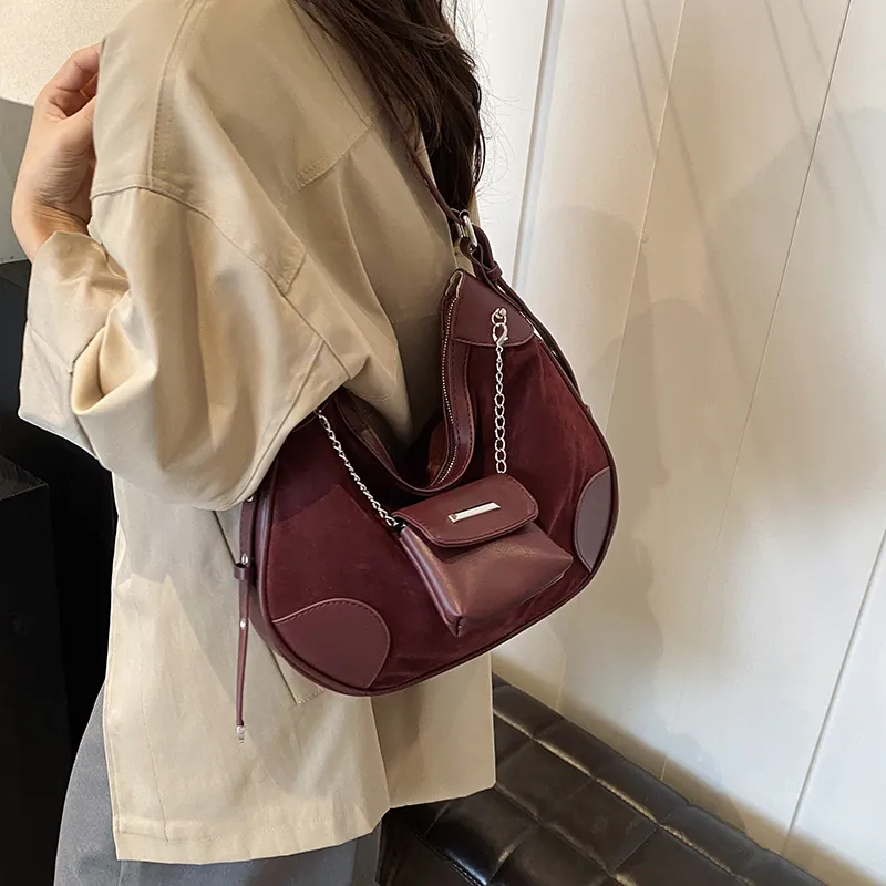 BRINCH PU Shoulder Bag Regular Women's Khaki Red Black Coffee-5