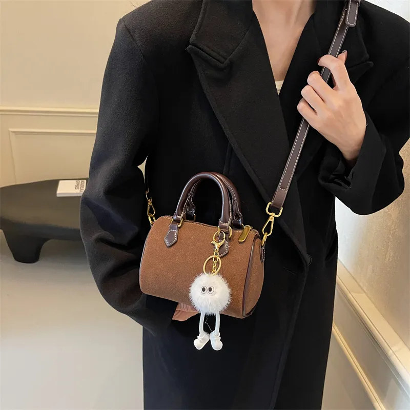 Bansusu Leather Velvet Handbag Shoulder Bag Crossbody Bag Women's Black/Khaki/Coffee-14