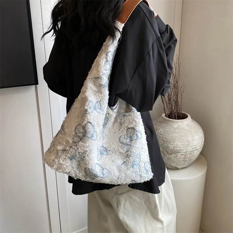 BRINCH PU Shoulder Bag Women's Floral Red/Butterfly White-5