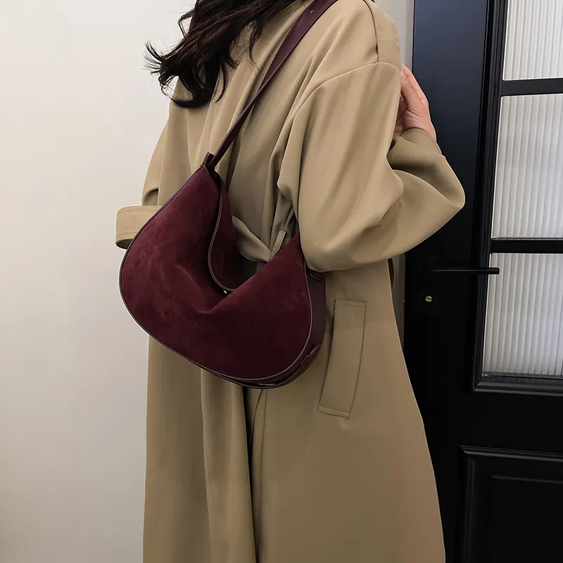 Bansusu PU Crossbody Bag, Shoulder Bag Women's Mocha/Milk Coffee/Ancora Red-9