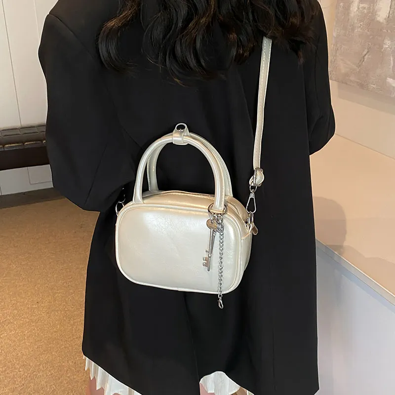 Bansusu PU Handbag, Shoulder Bag, Crossbody Bag Regular Women's Pearl White/Silver/Black/Red-3