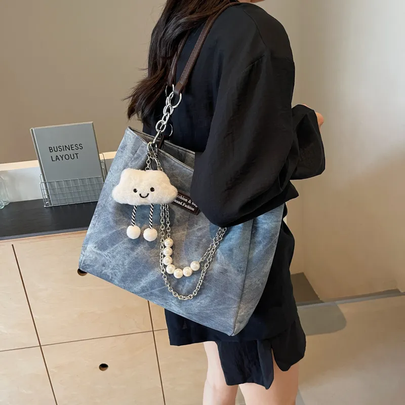 Bansusu PU Shoulder Bag Regular Women's Blue/Dark Tea-4