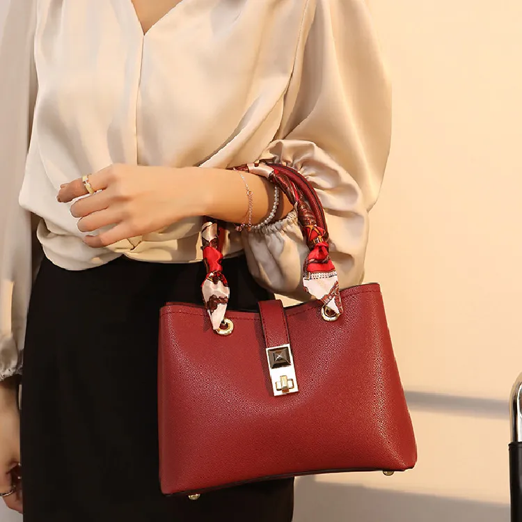 BRINCH Leather Crossbody Bag Handbag Shoulder Bag Regular Women's White/Black/Burgundy-4