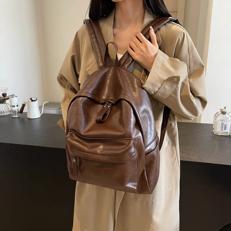 Yi Brigade PU Backpack Regular Women's Black/Coffee-9