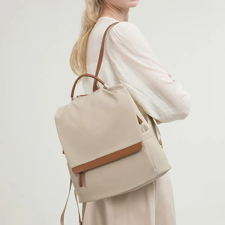 BRINCH Nylon Backpack Apricot & Brown/Apricot Gray/Versatile Black-1