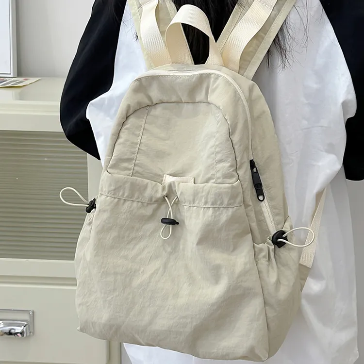 BRINCH Nylon Backpack Regular Unisex Khaki Ecru Green Black-3