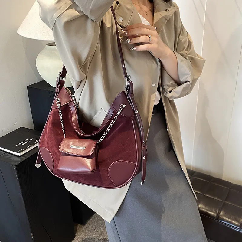 BRINCH PU Shoulder Bag Regular Women's Khaki Red Black Coffee-6