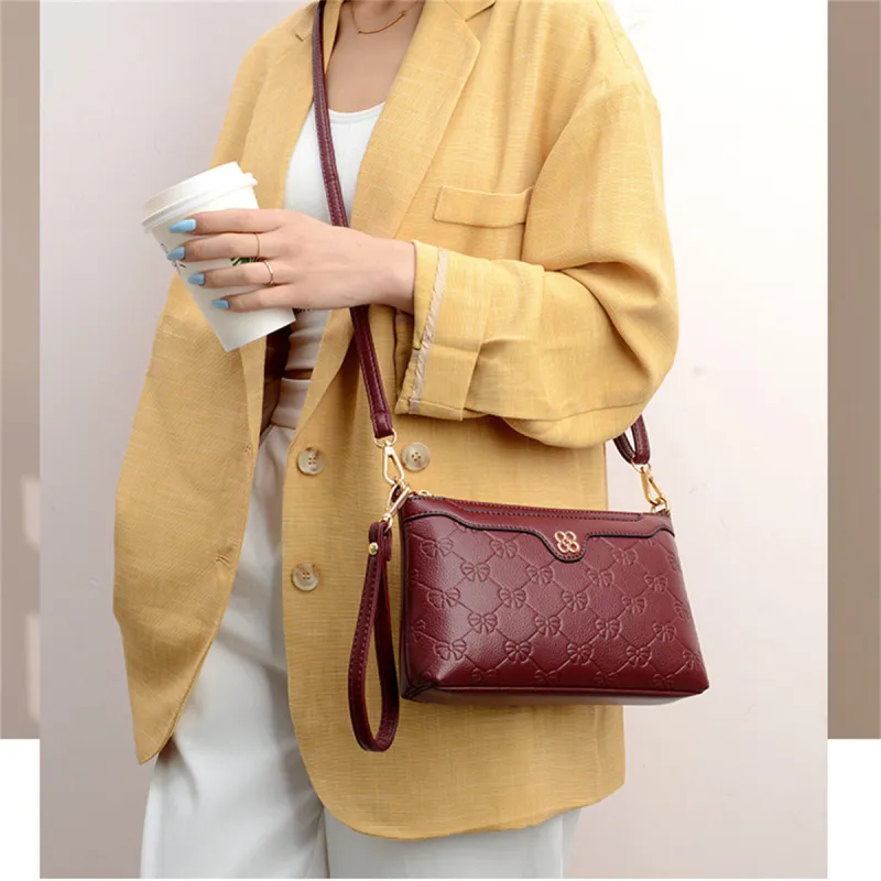 BRINCH High quality Fabric Crossbody Bag, Shoulder Bag Regular Unisex Black/Burgundy-8