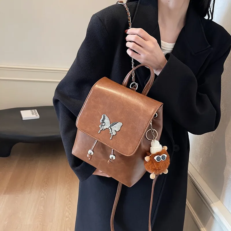 Yi Brigade PU Backpack Regular Women's Black/White/Coffee/Brown-12