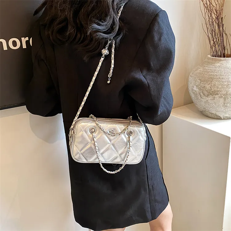 BRINCH PU Portable Crossbody Bag, Shoulder Bag Women's Black/Silver/Red/White-5