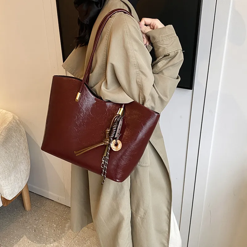 Bansusu PU Tote Bag Shopping Bag Shoulder Bags Women's Black/Red/Brown/Coffee-3