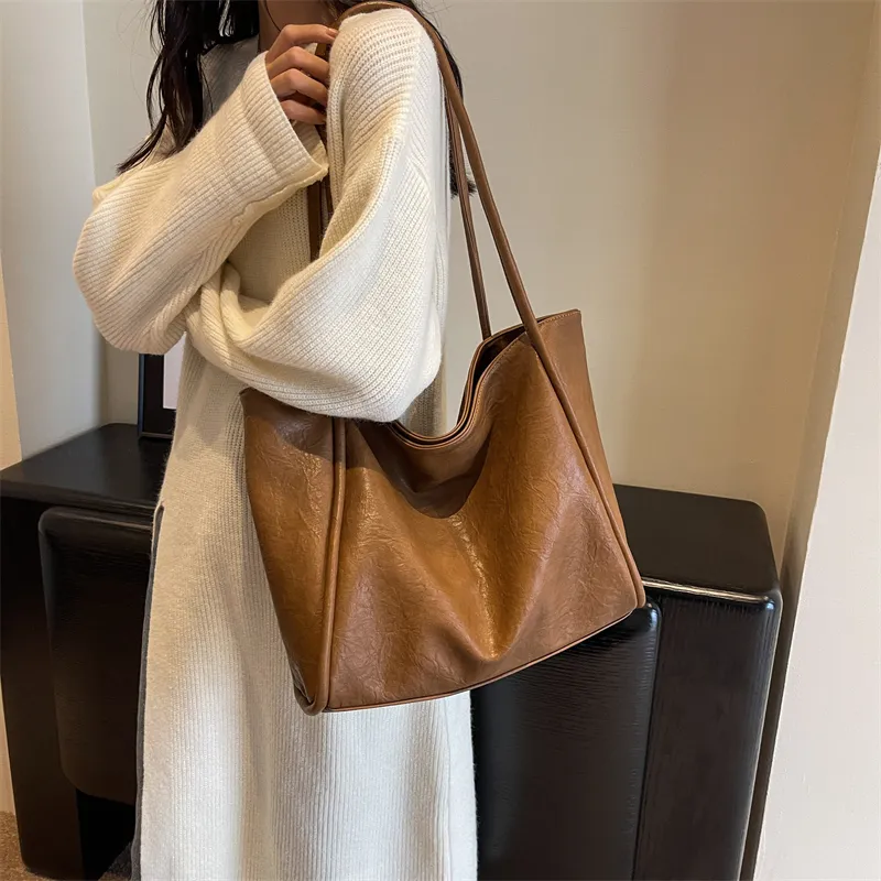 BRINCH PU Tote Bag Shopping Bag Shoulder Bags Regular Women's Black/Coffee/Brown/Khaki-10