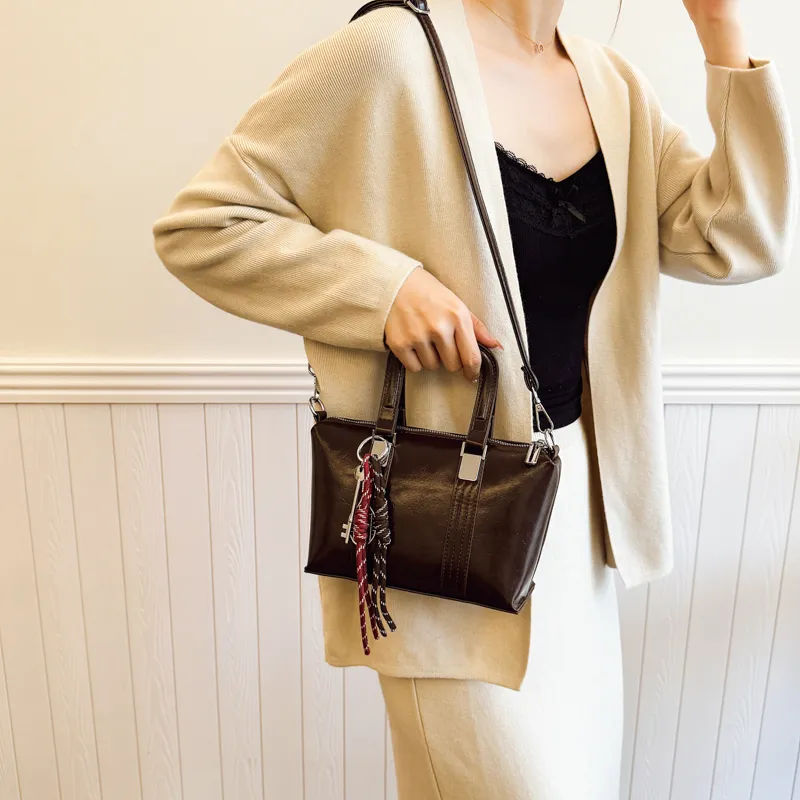 Yi Brigade PU Shoulder Bag Regular Women's Black/Burgundy/Brown/Coffee-11