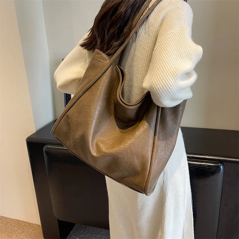 BRINCH PU Tote Bag Shopping Bag Shoulder Bags Regular Women's Black/Coffee/Brown/Khaki-13