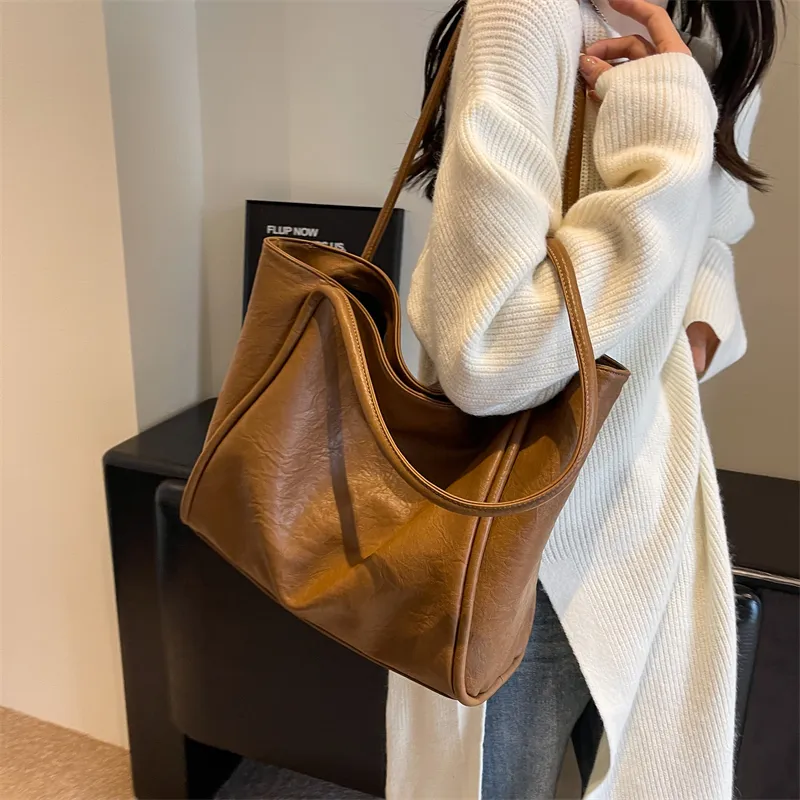 BRINCH PU Tote Bag Shopping Bag Shoulder Bags Regular Women's Black/Coffee/Brown/Khaki-11