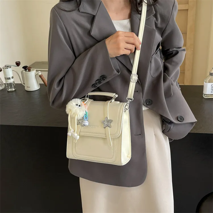 BRINCH PU Backpack Regular Women's Black/Beige/Silver/Pink-5
