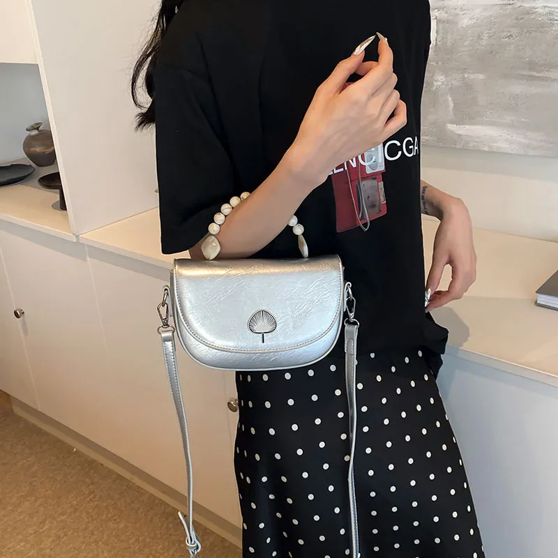 Bansusu PU Shoulder Bag Women's Black/White/Pink/Brown/Silver-9
