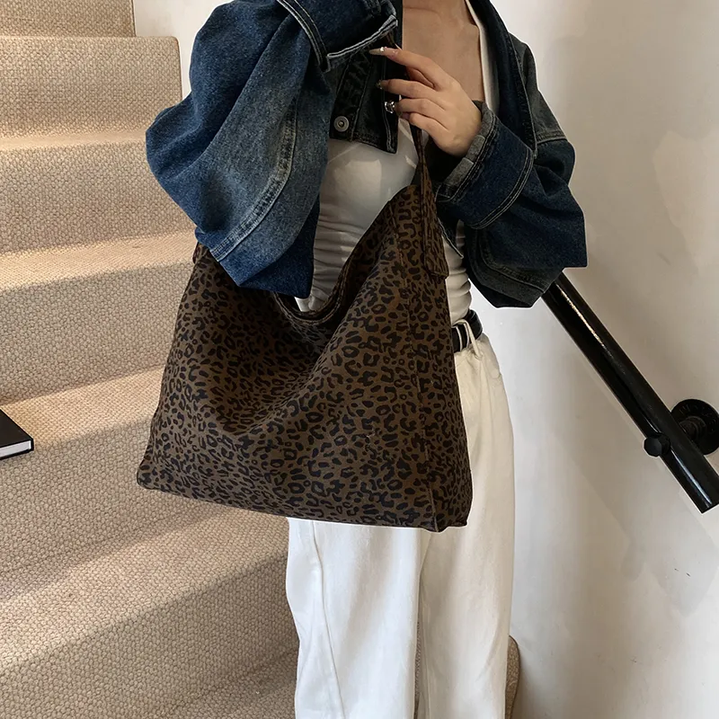 BRINCH PU Shoulder Bag Regular Women's Leopard Print Coffee/Brown-1