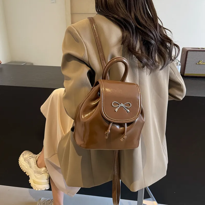 BRINCH PU Backpack Women's Black/Ecru/Coffee/Silver/Burgundy-8