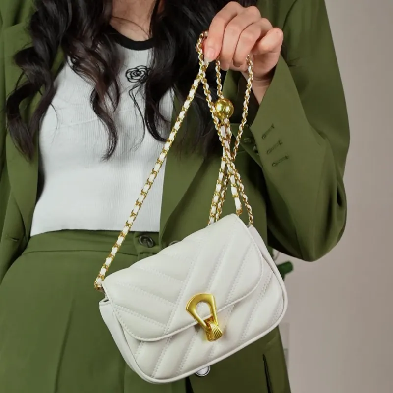 BRINCH Pu Chain Bag, Crossbody Bag, Shoulder Bag Women's White Black-2