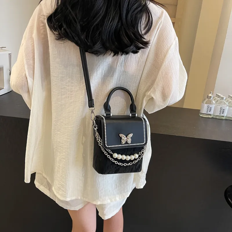 Bansusu Pu Small Square Bag, Shoulder Bag, Crossbody Bag, Handbag Regular Women's Ecru/Silver/Blue/Black/Pink-22
