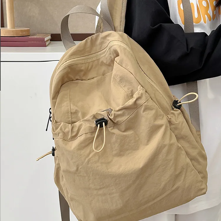 BRINCH Nylon Backpack Regular Unisex Khaki Ecru Green Black-1