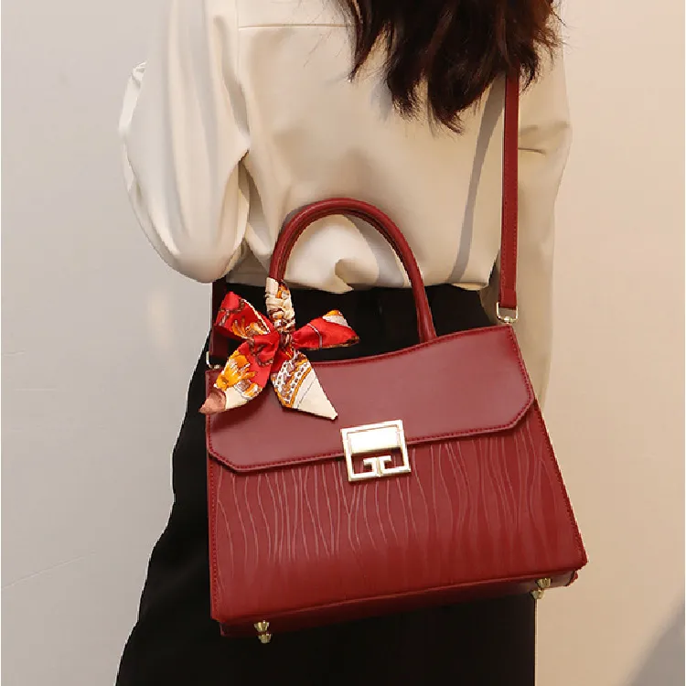 BRINCH Leather Shoulder Bag, Crossbody Bag, Handbag Women's Red/Blue-2