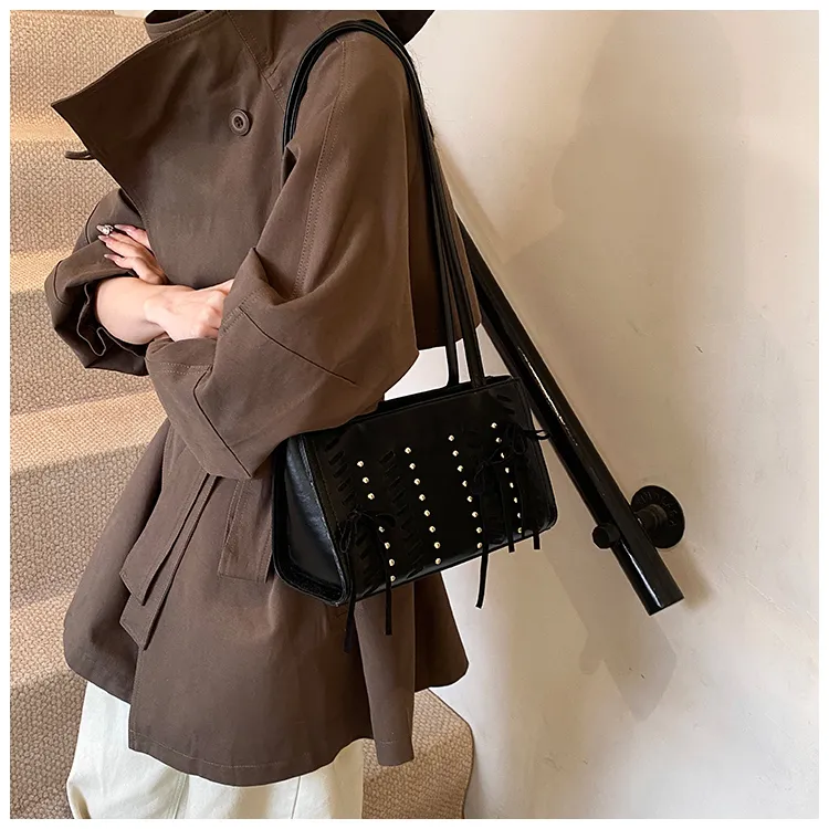 BRINCH PU Shoulder Bag Regular Women's Black/Coffee/Brown-1