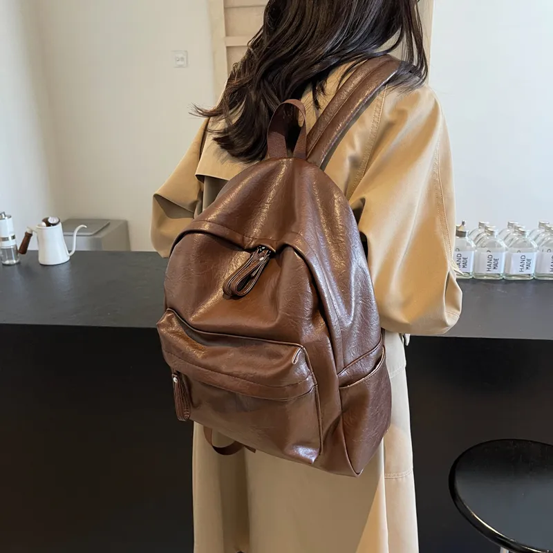 Yi Brigade PU Backpack Regular Women's Black/Coffee-7
