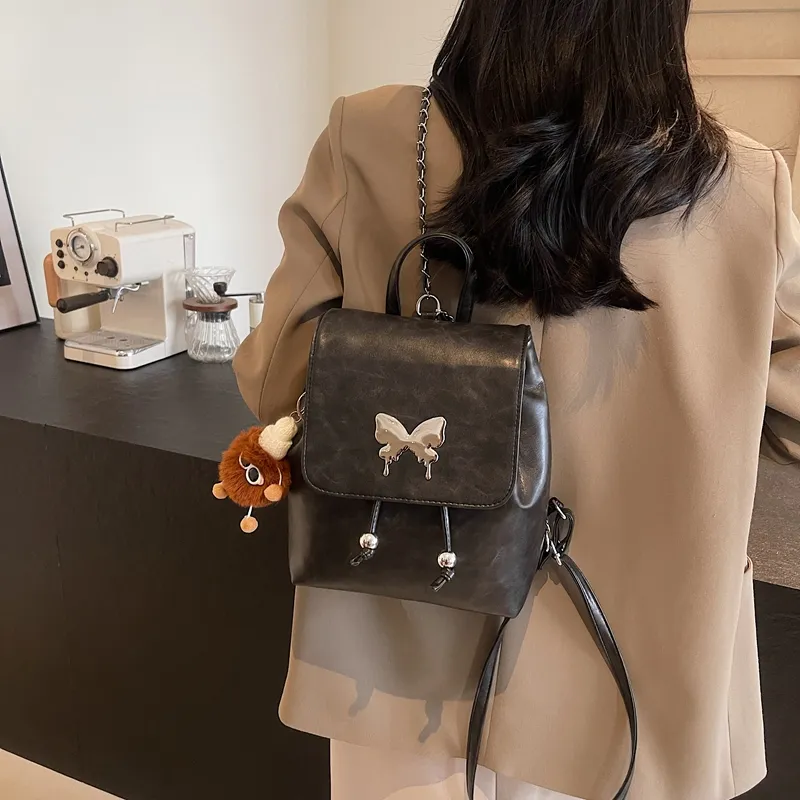 Yi Brigade PU Backpack Regular Women's Black/White/Coffee/Brown-6