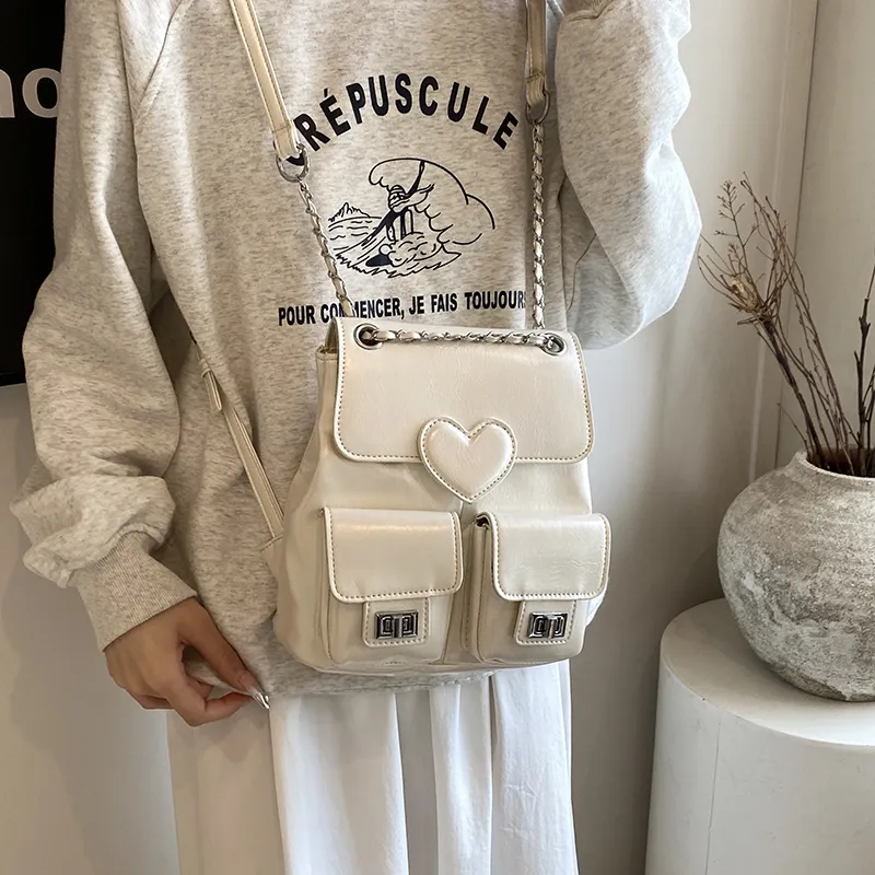 Bansusu PU Backpack Regular Women's Pearl Silver/Pearl White/Black-7