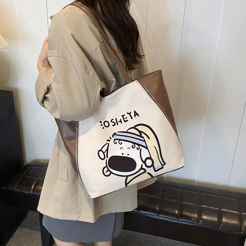 BRINCH PU Tote Bag Shopping Bag Crossbody Bag Shoulder Bag Women's Coffee Beauty/Brown/Black-4