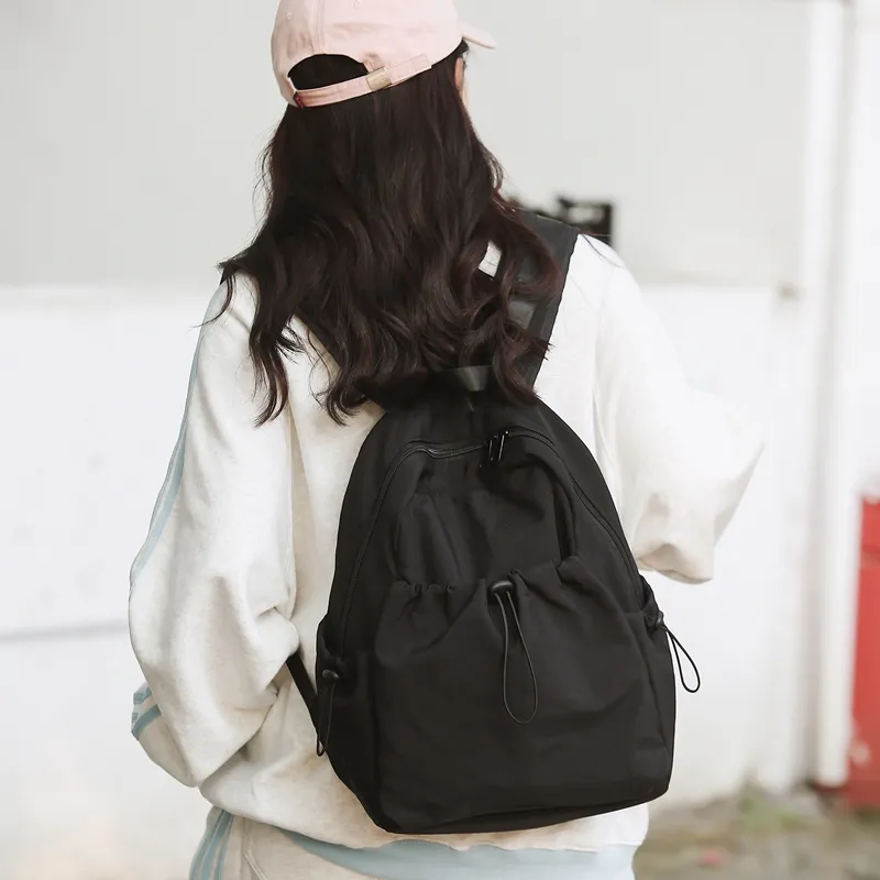 BRINCH Nylon Backpack Women's White/Pink/Khaki/Black-4